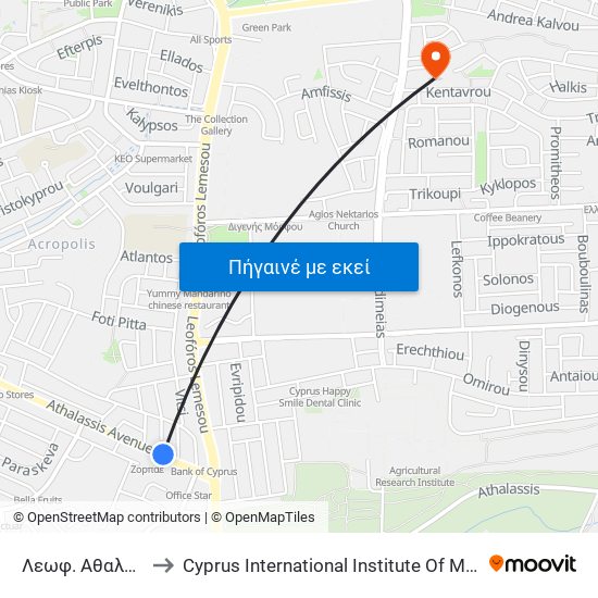 Λεωφ. Αθαλάσσας to Cyprus International Institute Of Management map