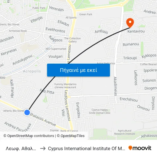 Λεωφ. Αθαλάσσας to Cyprus International Institute Of Management map