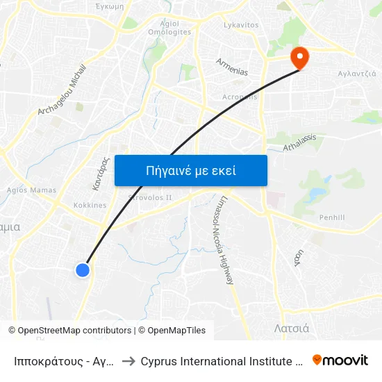 Ιπποκράτους - Αγίας Ζώνης to Cyprus International Institute Of Management map