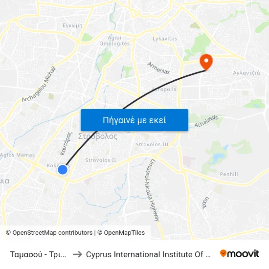 Ταμασού - Τρικώμου to Cyprus International Institute Of Management map