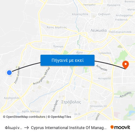 Φλωρίνης to Cyprus International Institute Of Management map
