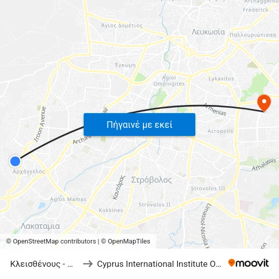Κλεισθένους - Μύρωνος to Cyprus International Institute Of Management map