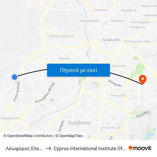 Λεωφόρος Ελευθερίας to Cyprus International Institute Of Management map