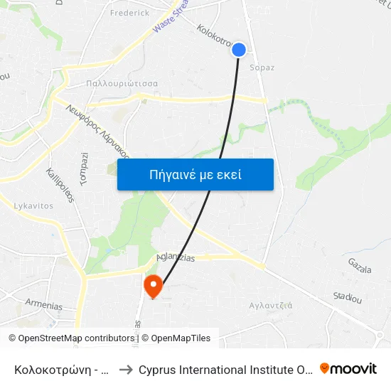 Κολοκοτρώνη - Ενότητος to Cyprus International Institute Of Management map