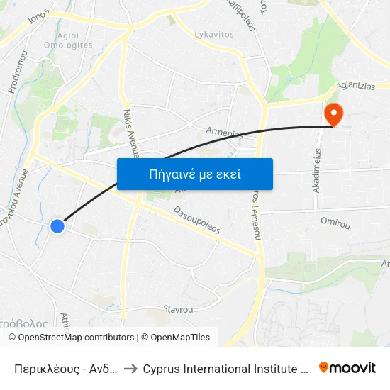 Περικλέους - Ανδροκλέους to Cyprus International Institute Of Management map