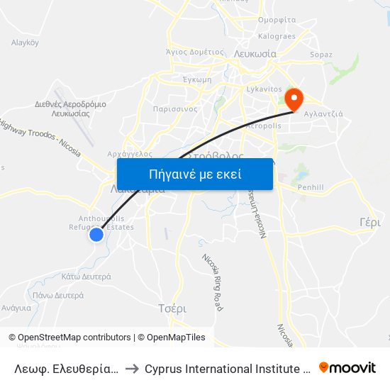 Λεωφ. Ελευθερίας - Ηρώων to Cyprus International Institute Of Management map