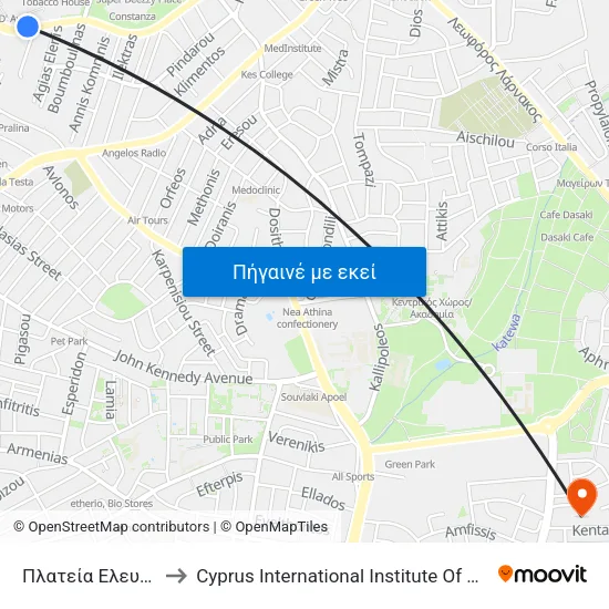 Πλατεία Ελευθερίας to Cyprus International Institute Of Management map