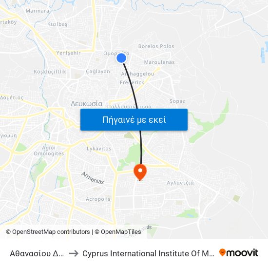 Αθανασίου Διάκου to Cyprus International Institute Of Management map