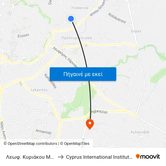 Λεωφ. Κυριάκου Μάτση - Αιακού to Cyprus International Institute Of Management map