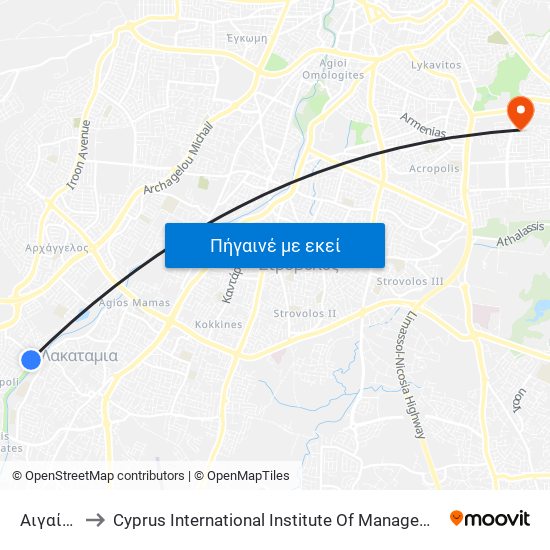Αιγαίου to Cyprus International Institute Of Management map