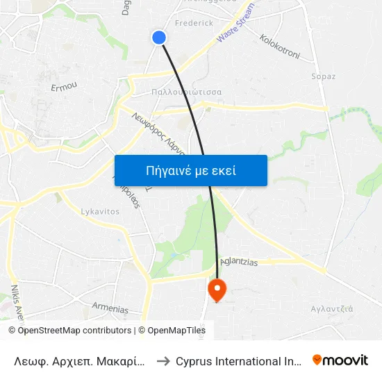 Λεωφ. Αρχιεπ. Μακαρίου Γ - Παύλου Καρολίδη to Cyprus International Institute Of Management map