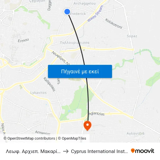 Λεωφ. Αρχιεπ. Μακαρίου Γ - Ναπολέοντος to Cyprus International Institute Of Management map
