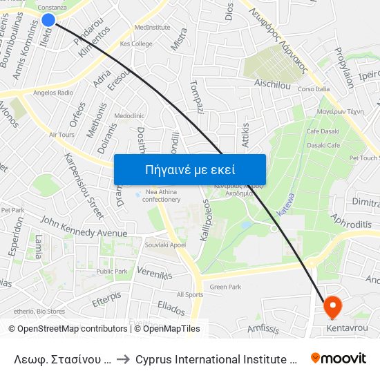 Λεωφ. Στασίνου - Κρήτης to Cyprus International Institute Of Management map