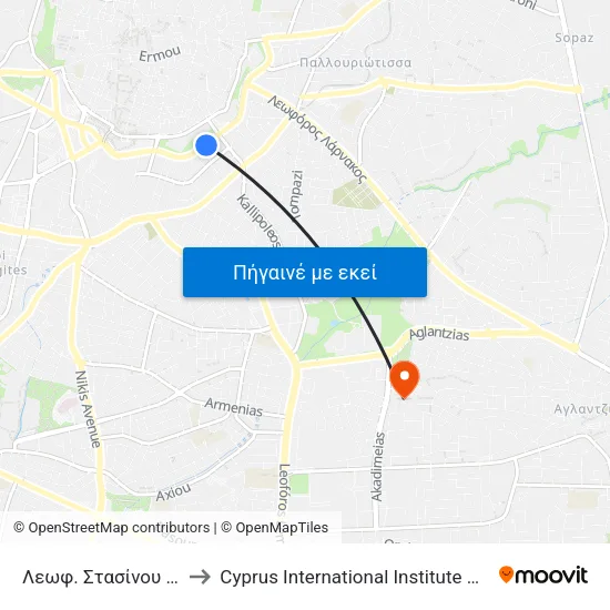 Λεωφ. Στασίνου - Αλκαίου to Cyprus International Institute Of Management map