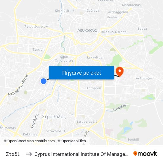 Σταδίου to Cyprus International Institute Of Management map