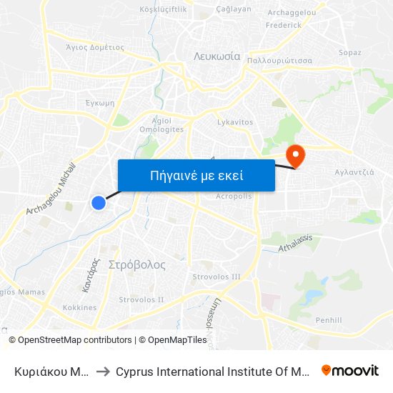 Κυριάκου Μάτση to Cyprus International Institute Of Management map