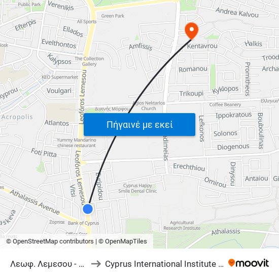 Λεωφ. Λεμεσου - Καλησπέρα to Cyprus International Institute Of Management map