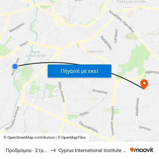 Προδρόμου - Στρατόπεδο 2 to Cyprus International Institute Of Management map