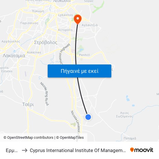 Ερμού to Cyprus International Institute Of Management map
