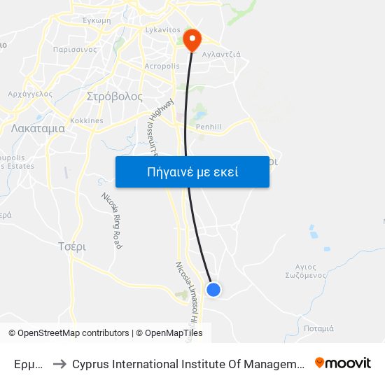 Ερμού to Cyprus International Institute Of Management map