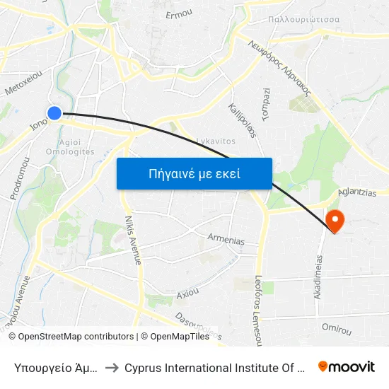 Υπουργείο Άμυνας 2 to Cyprus International Institute Of Management map