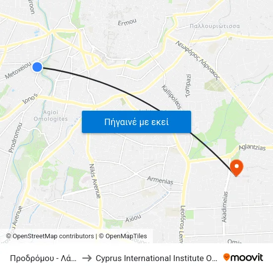 Προδρόμου - Λάμπουσας to Cyprus International Institute Of Management map
