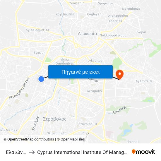 Ελαιώνων to Cyprus International Institute Of Management map