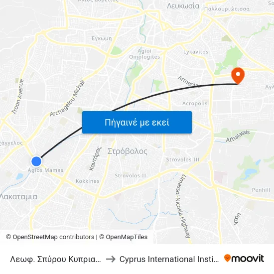Λεωφ. Σπύρου Κυπριανού - Δημοκρατίας to Cyprus International Institute Of Management map