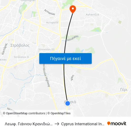 Λεωφ. Γιάννου Κρανιδιώτη - Διονυσίου Σολωμού to Cyprus International Institute Of Management map