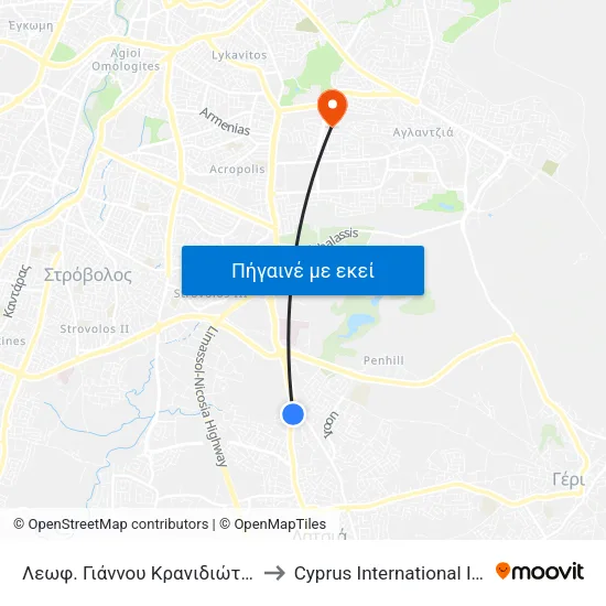 Λεωφ. Γιάννου Κρανιδιώτη - Νότιος Κυκλικός Κόμβος to Cyprus International Institute Of Management map