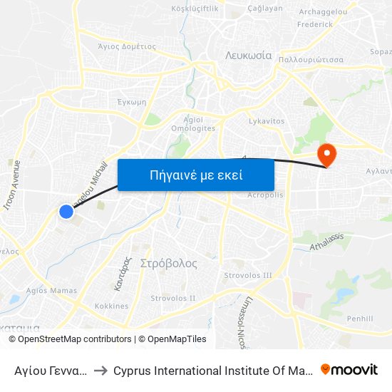 Αγίου Γενναδίου to Cyprus International Institute Of Management map