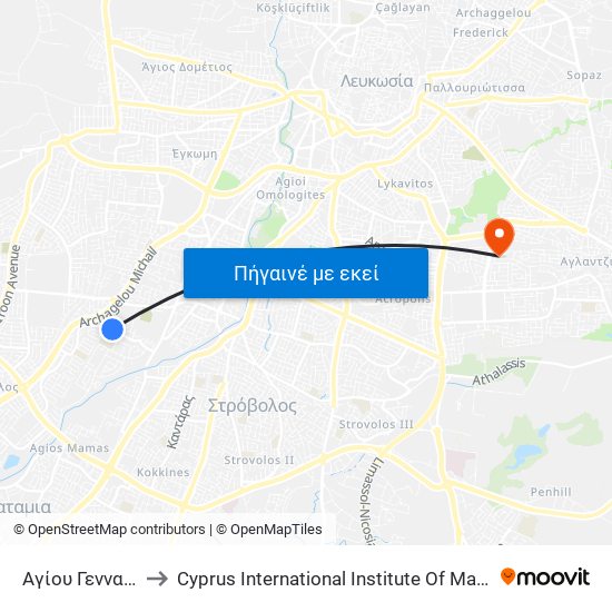 Αγίου Γενναδίου to Cyprus International Institute Of Management map