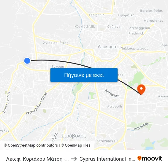 Λεωφ. Κυριάκου Μάτση - Βασιλίσσης Φρειδερίκης to Cyprus International Institute Of Management map