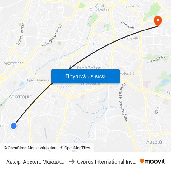 Λεωφ. Αρχιεπ. Μακαρίου Γ - Αγίου Γεωργίου to Cyprus International Institute Of Management map