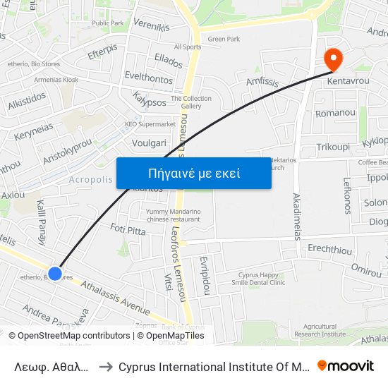 Λεωφ. Αθαλάσσας to Cyprus International Institute Of Management map
