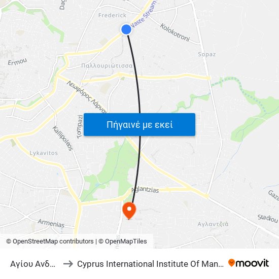 Αγίου Ανδρέου to Cyprus International Institute Of Management map