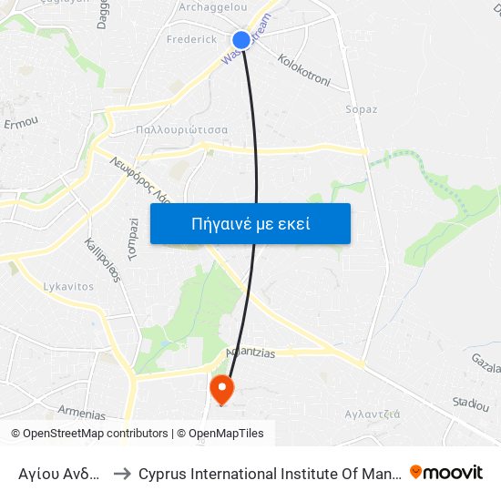 Αγίου Ανδρέου to Cyprus International Institute Of Management map