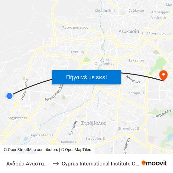 Ανδρέα Αναστασοπούλου to Cyprus International Institute Of Management map