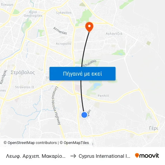 Λεωφ. Αρχιεπ. Μακαρίου Γ - Αρτεμίου Φραγκέσκου to Cyprus International Institute Of Management map