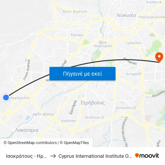 Ισοκράτους - Ηρακλείτου to Cyprus International Institute Of Management map