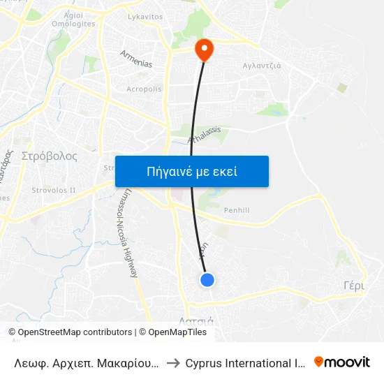 Λεωφ. Αρχιεπ. Μακαρίου Γ - Χριστοδούλου Εγγλέζου to Cyprus International Institute Of Management map