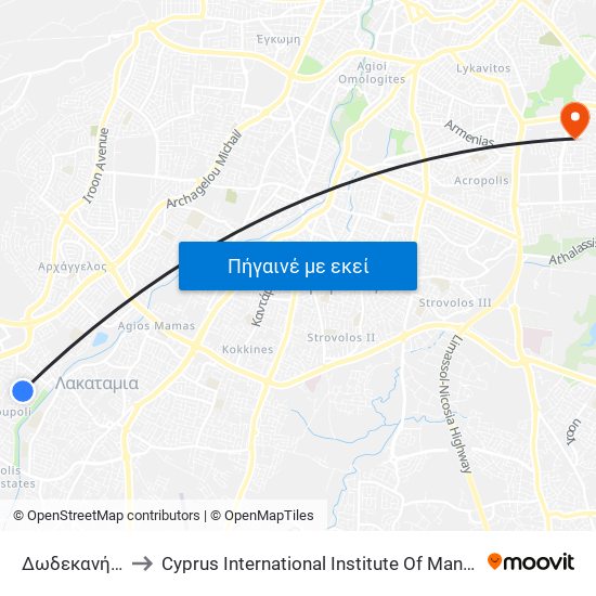 Δωδεκανήσου to Cyprus International Institute Of Management map