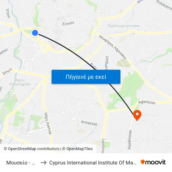 Μουσείο - Θ.Ο.Κ to Cyprus International Institute Of Management map