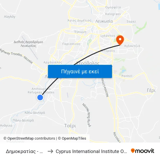 Δημοκρατίας - Σολωμού to Cyprus International Institute Of Management map