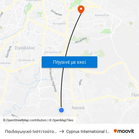 Λεωφ. Μακεδονίας to Cyprus International Institute Of Management map