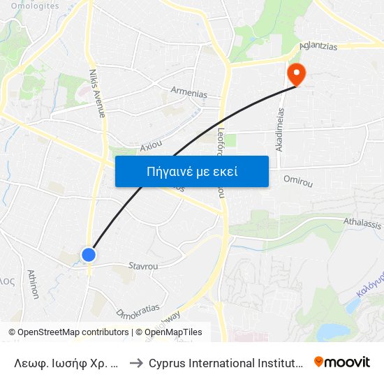 Λεωφ. Ιωσήφ Χρ. Χατζηιωσήφ to Cyprus International Institute Of Management map