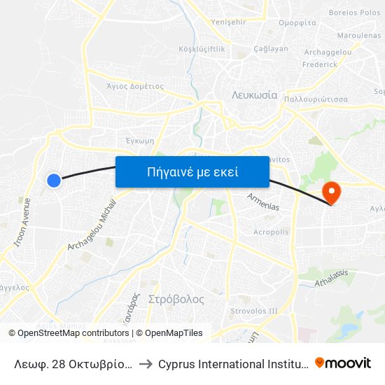 Λεωφ. 28 Οκτωβρίου - Παπαφλέσα to Cyprus International Institute Of Management map