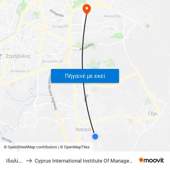 Ιδαλίου to Cyprus International Institute Of Management map