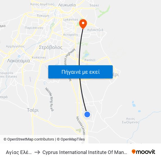 Αγίας Ελένης to Cyprus International Institute Of Management map