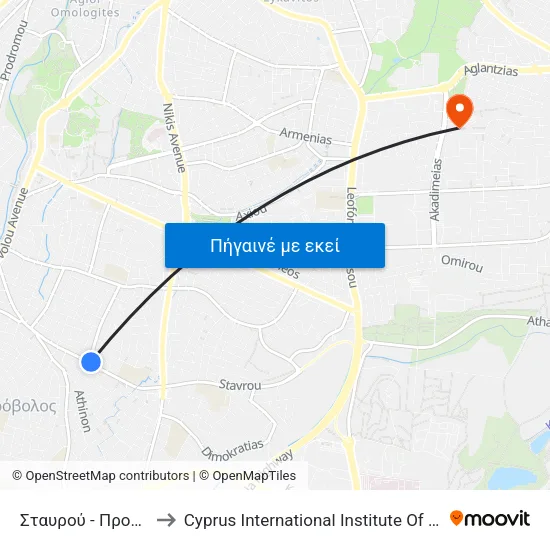 Σταυρού - Προμηθέως to Cyprus International Institute Of Management map